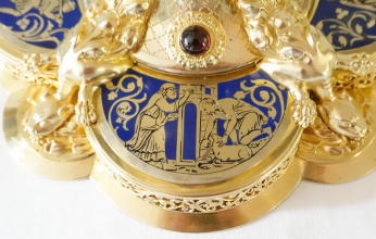 Ornate French antique solid silver gilt Gothic Chapel Set